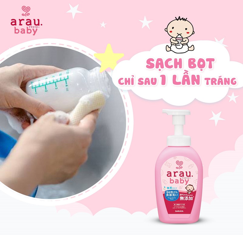 Nước rửa bình sữa Saraya Arau Baby Nhật Bản 500ml-2