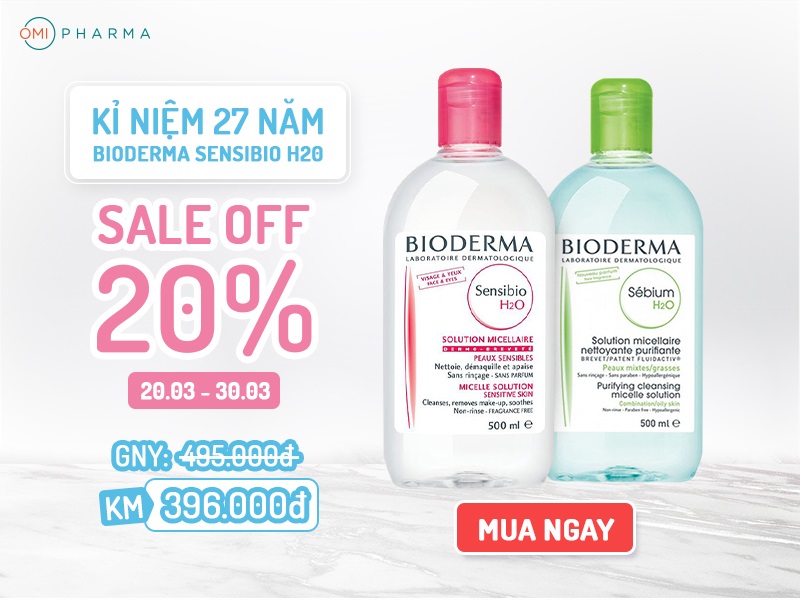 [Sale 20%] Ưu đãi chỉ còn 396K nước tẩy trang Bioderma mừng 27 năm ra mắt