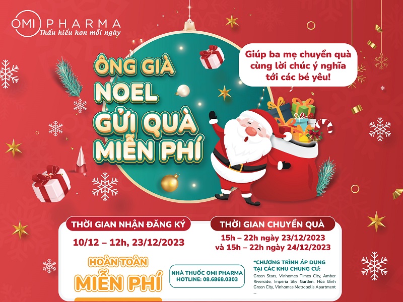 Nhà thuốc Omi Pharma tổ chức chương trình Ông già Noel trao quà miễn phí 