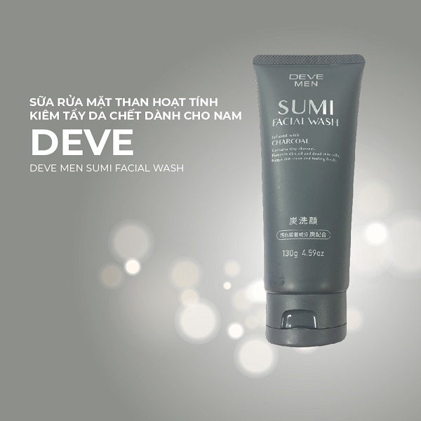 Sữa rửa mặt Deve Men Sumi Facial Wash than hoạt tính dành cho nam (Tuýp 130g)